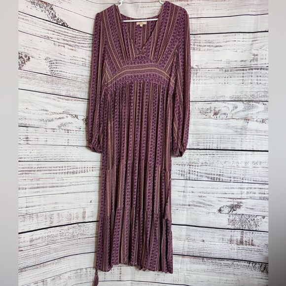 Chelsea & Violet Dress Womens Sz S Floral Midi Paisley Rayon V Neck belted Boho - Picture 1 of 11